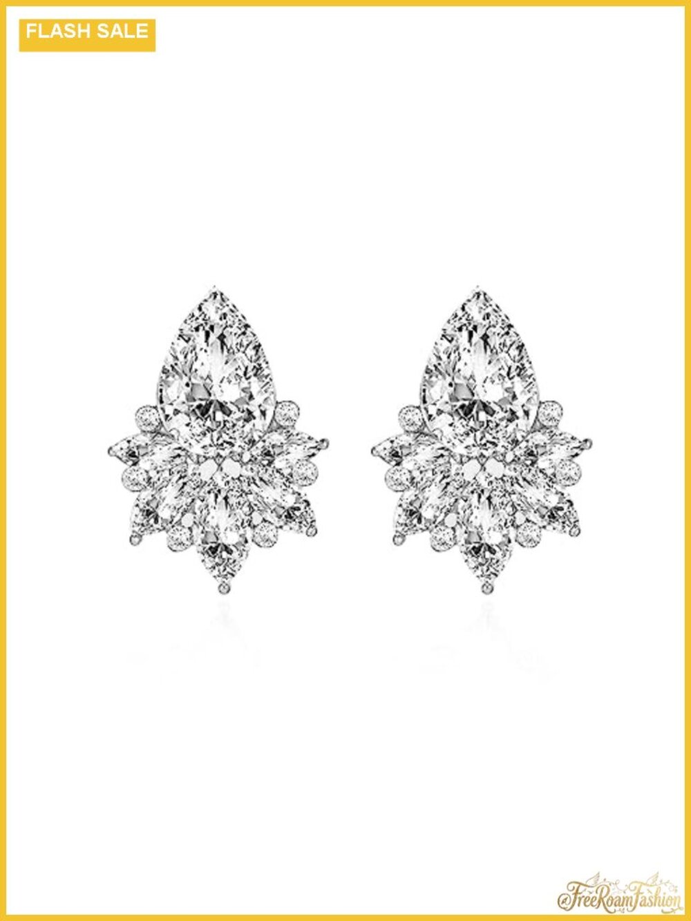 Rhinestone Crystal Cluster Drop Dangle Earrings Stainless Steel Push Back